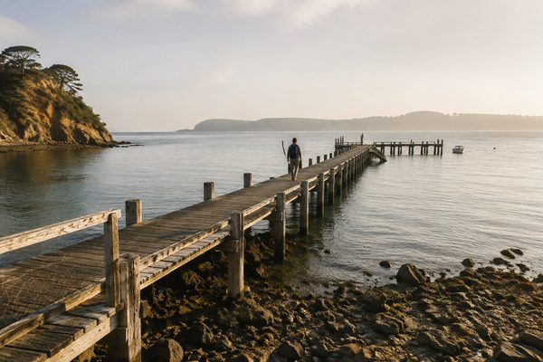 A quiet timber jetty on a Victorian bay