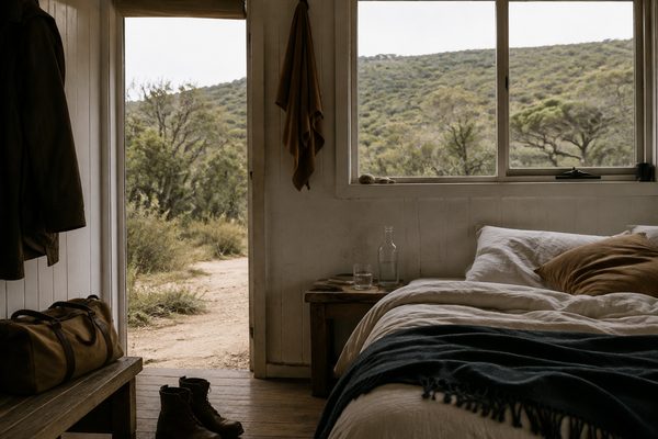 A simple coastal cabin prepared for a weekend stay